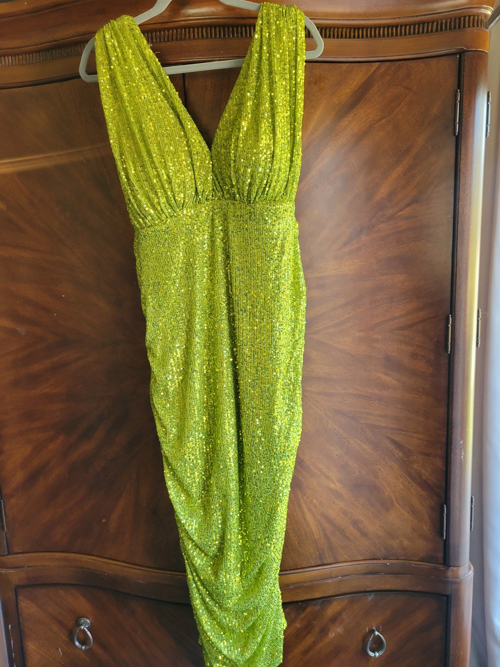 Fashion Nova Lime Sequin Midi Dress
